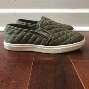 MADDEN GIRL Quilted Green Sneaker Slip On Flats